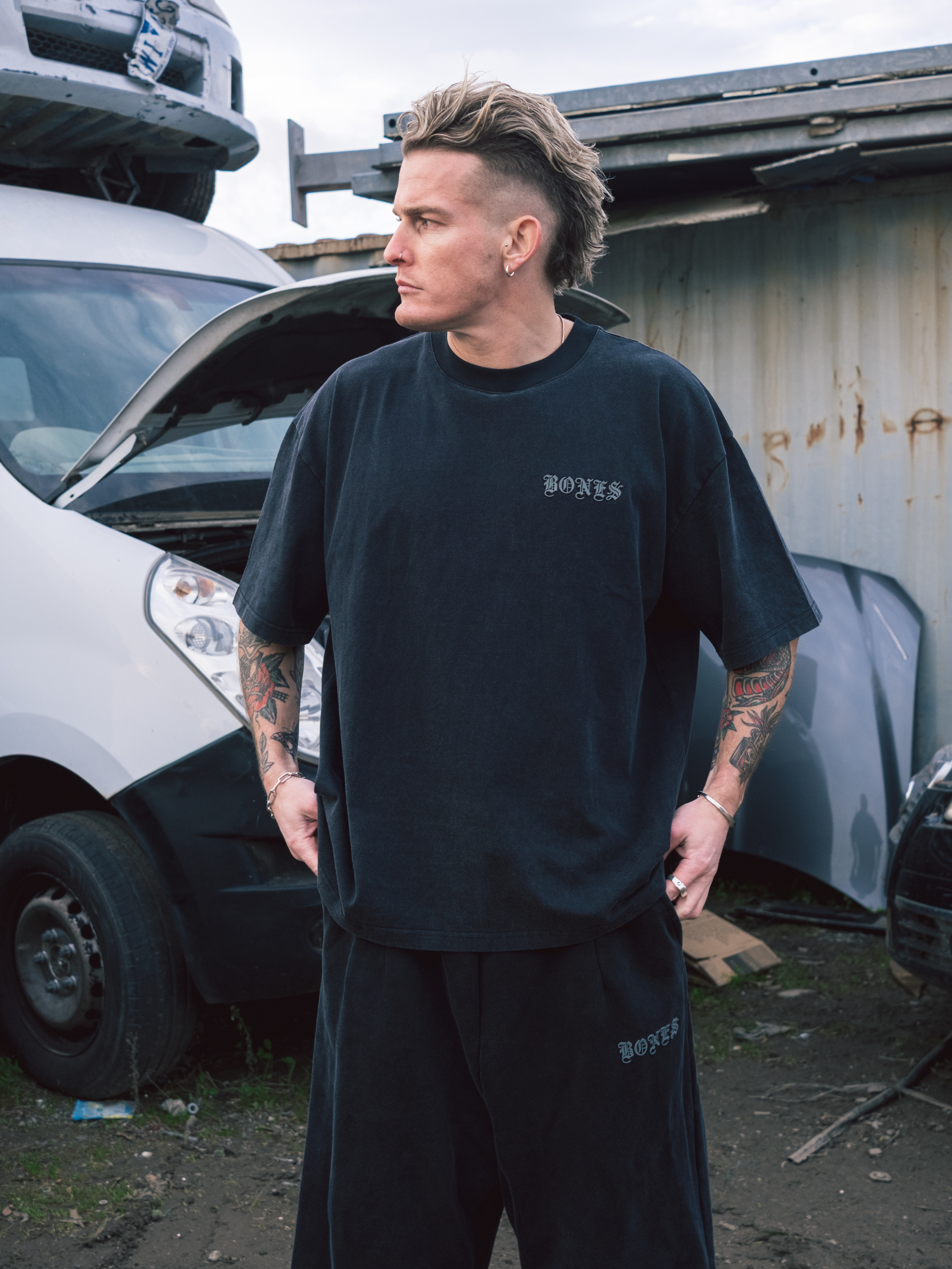 Front Left Box Tee - Washed Black