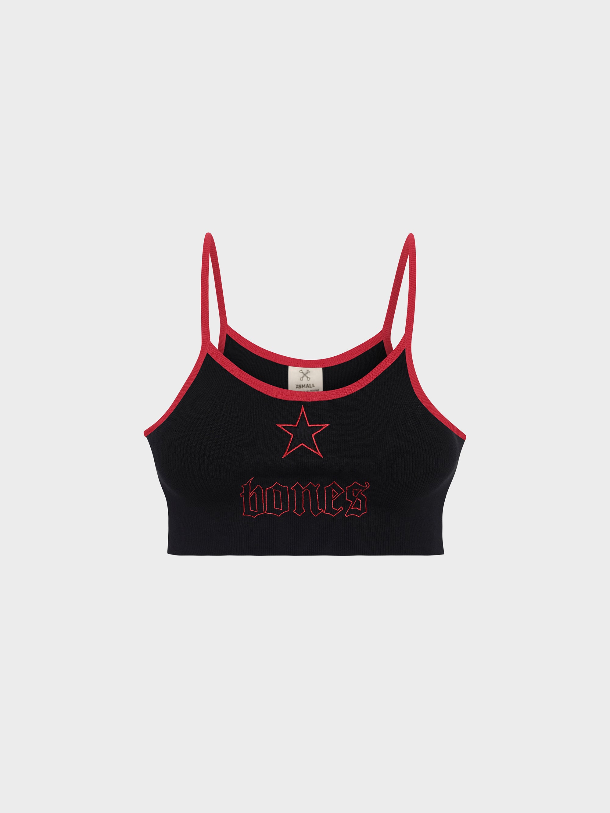 Star Studded Rib Crop - Washed Black