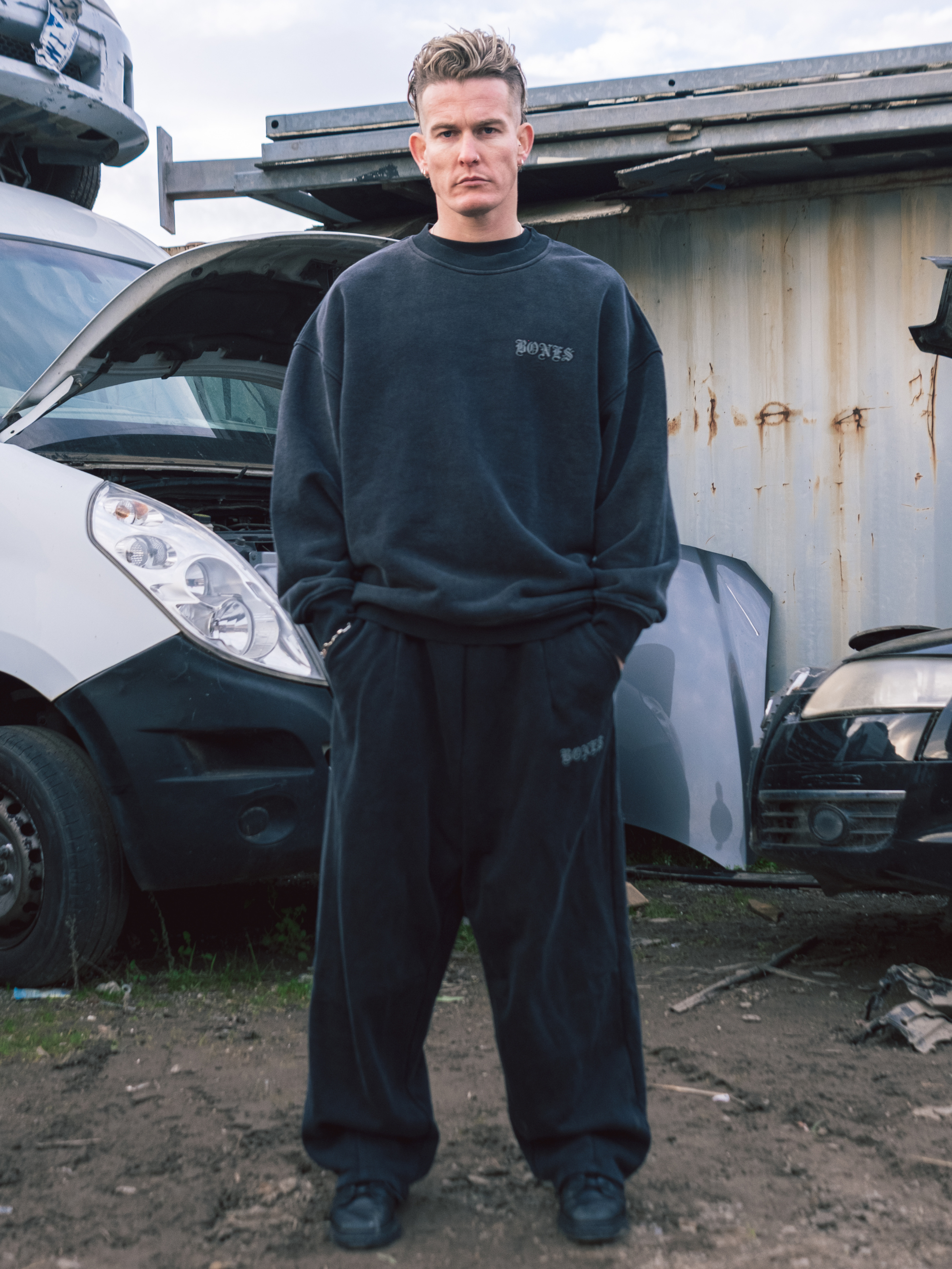 Front Left Crew - Washed Black