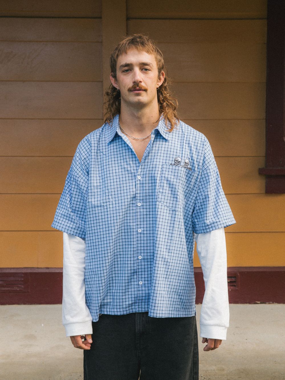 Bones Academy Layered Shirt - Blue Check