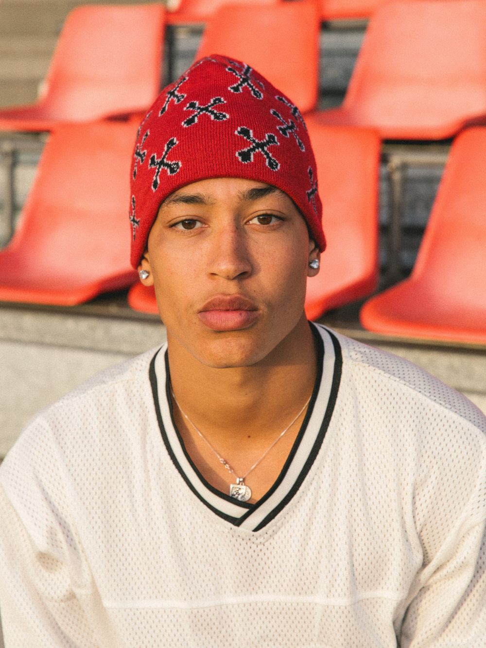 Bones Academy Skull Cap Beanie - Red