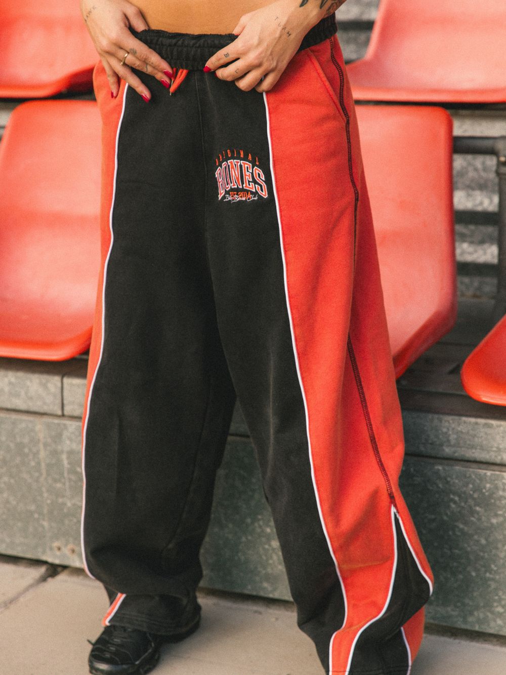 False Start Trackpants - Washed Black/Red