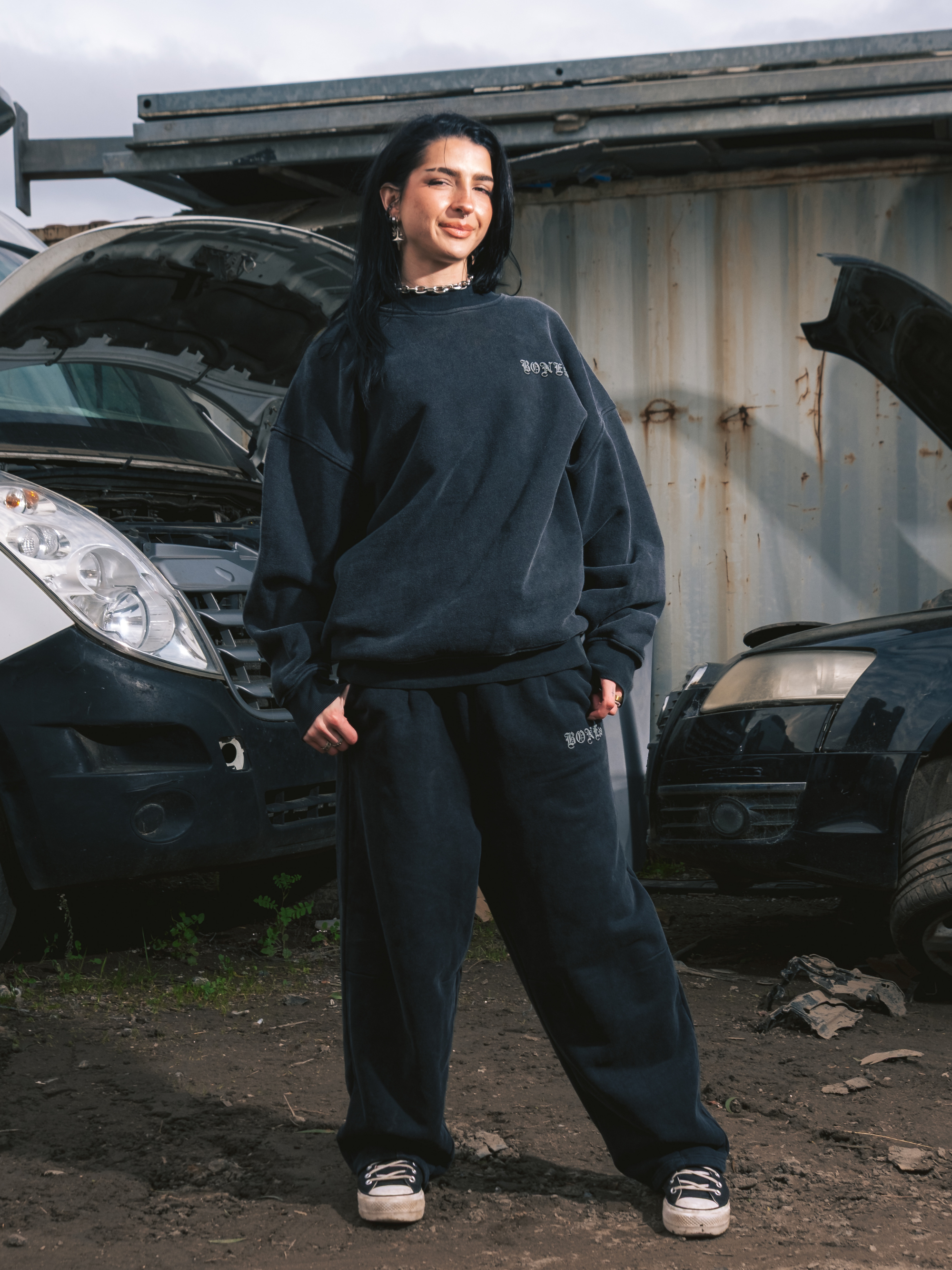 Front Left Crew - Washed Black