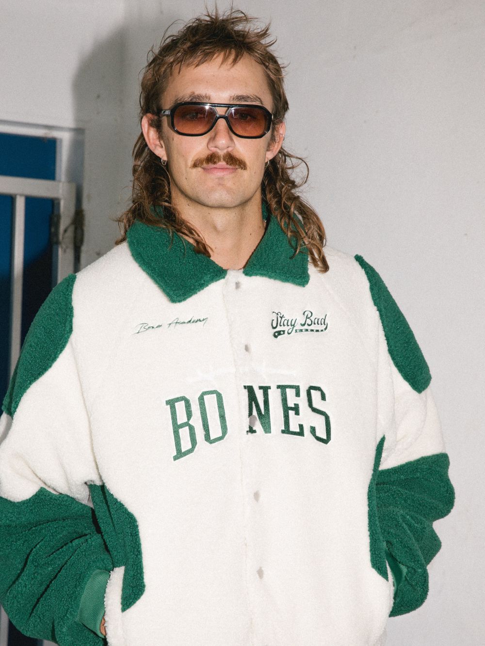 Bones Academy Sherpa Jacket - Cream/Green