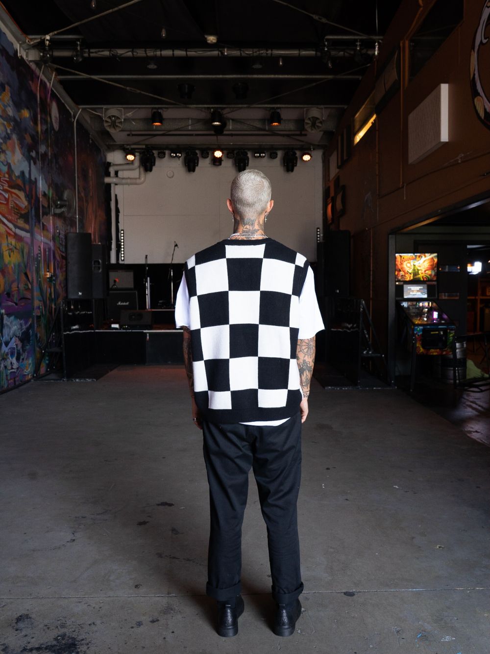 Checkered Knit Vest