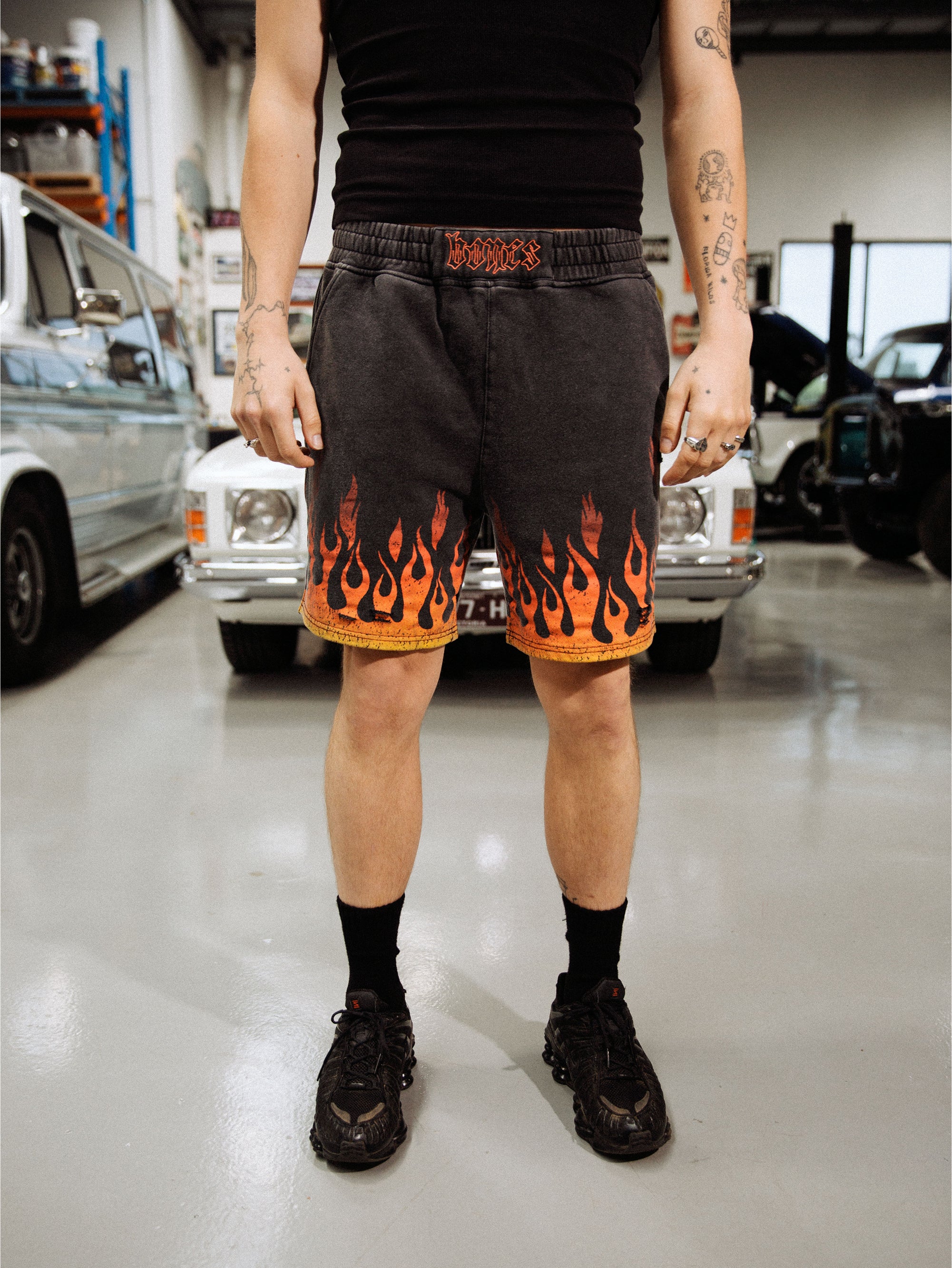 Burner Jersey Shorts - Flame/Washed Black