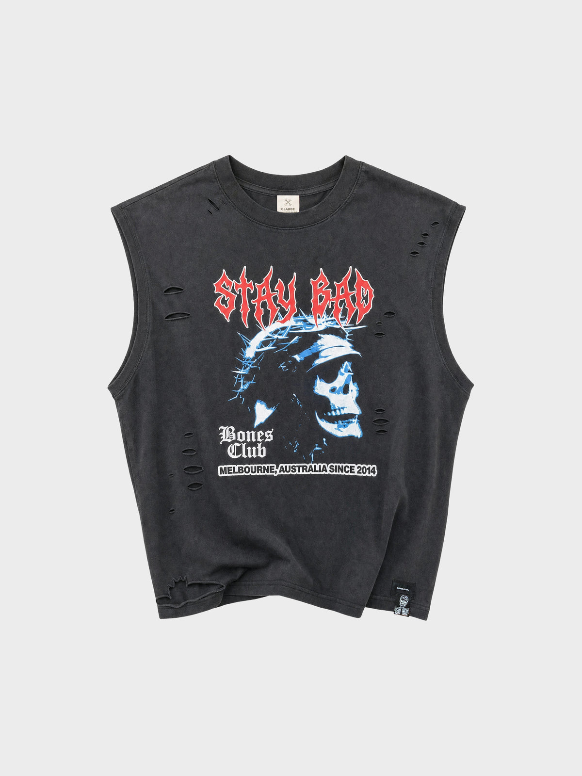 Stay Bad Distressed Tank - Vintage Black