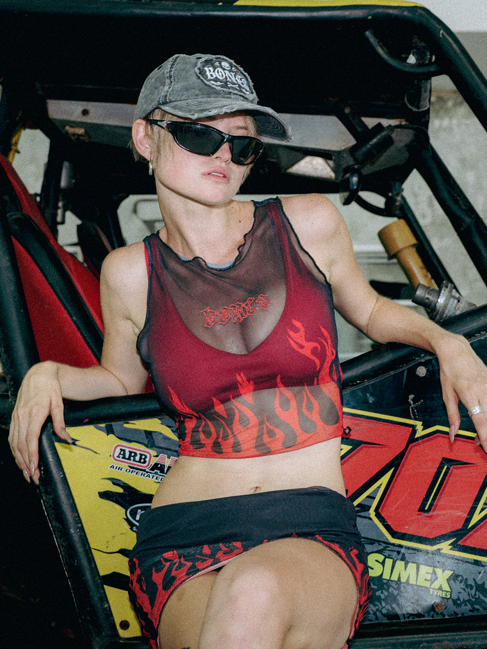 Burner Mesh Top - Black/Red