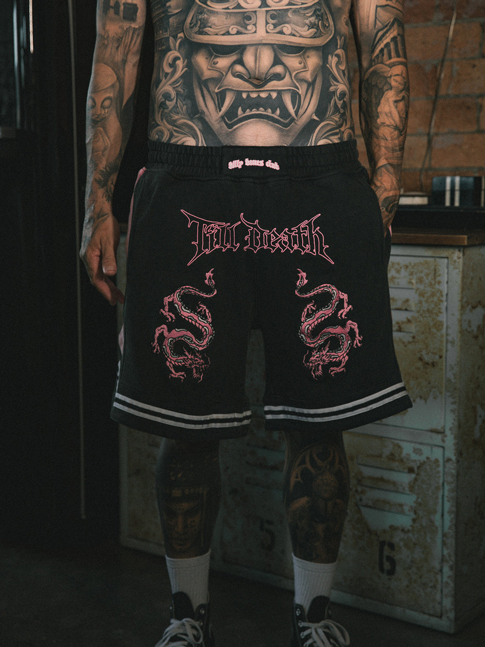 Till Death Dragon Shorts - Black/Pink