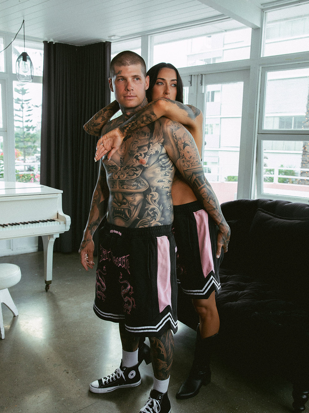 Till Death Dragon Shorts - Black/Pink