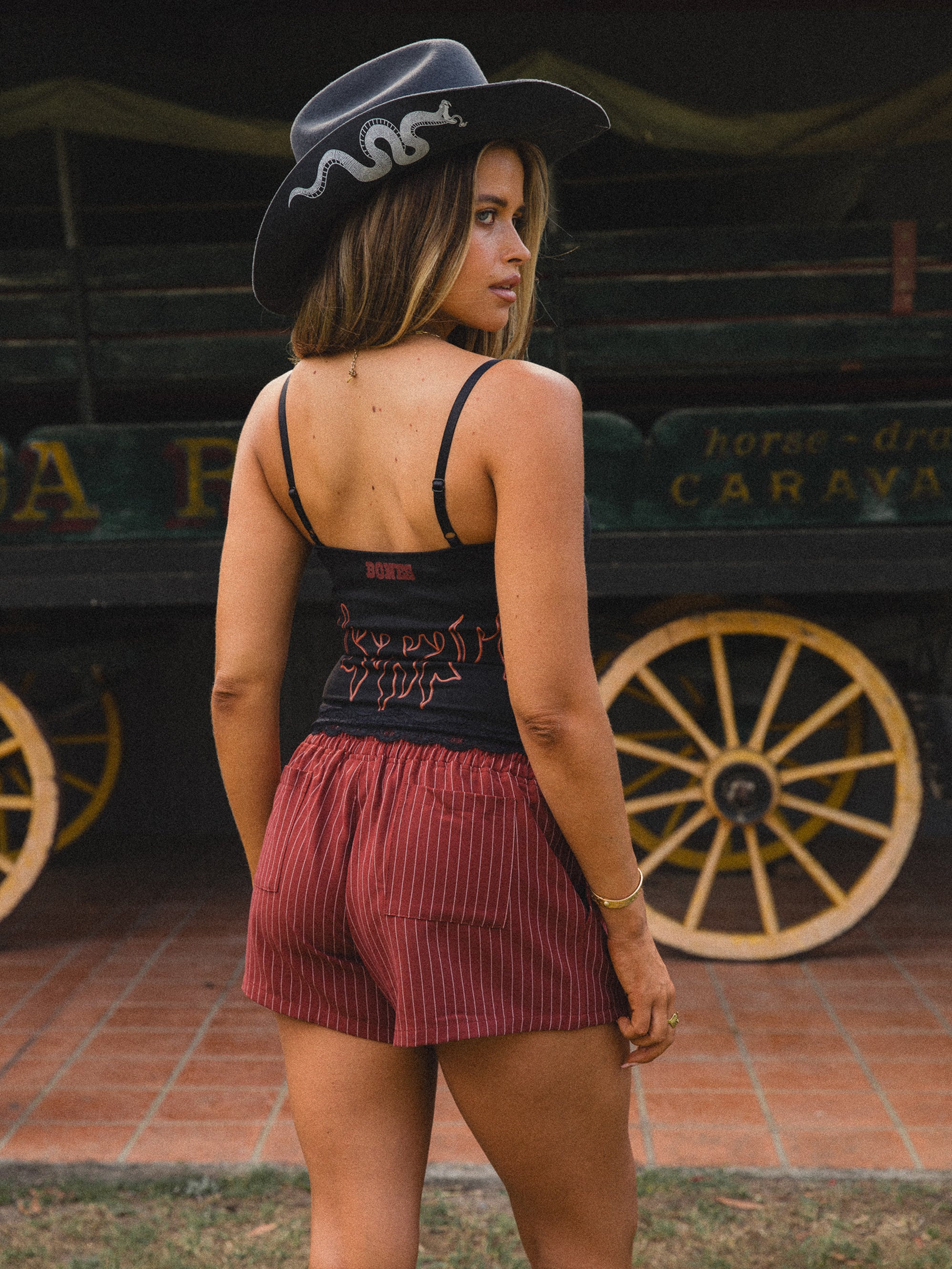 Flame Lace Cami Top - Black