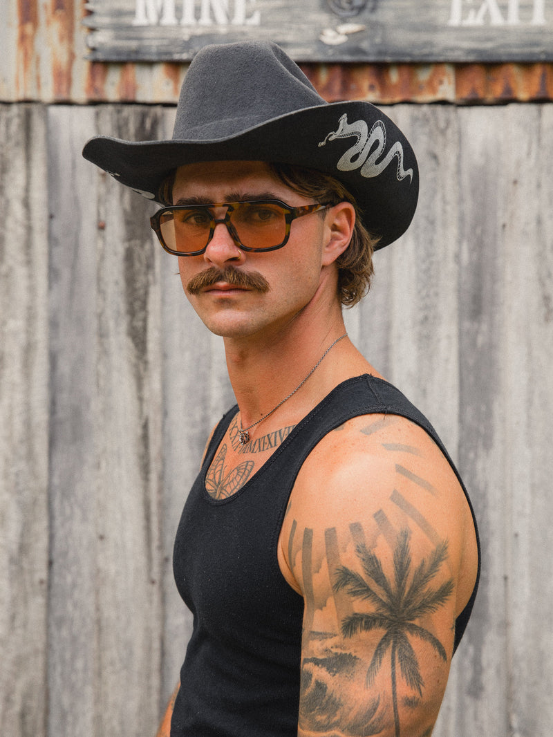 Serpent Cowboy Hat - Charcoal