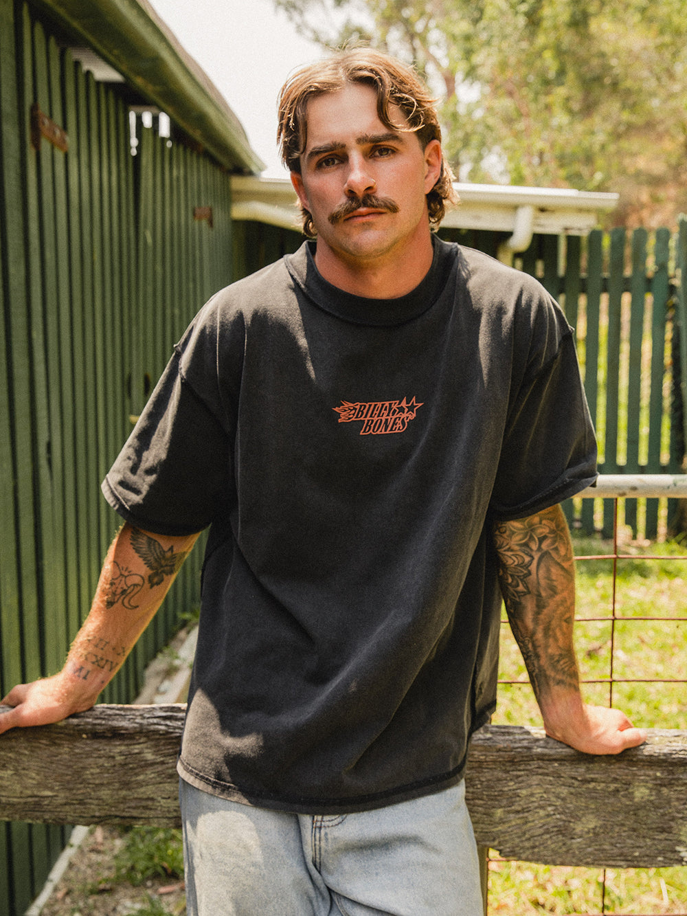 Star Studded Cowboy Tee - Vintage Black