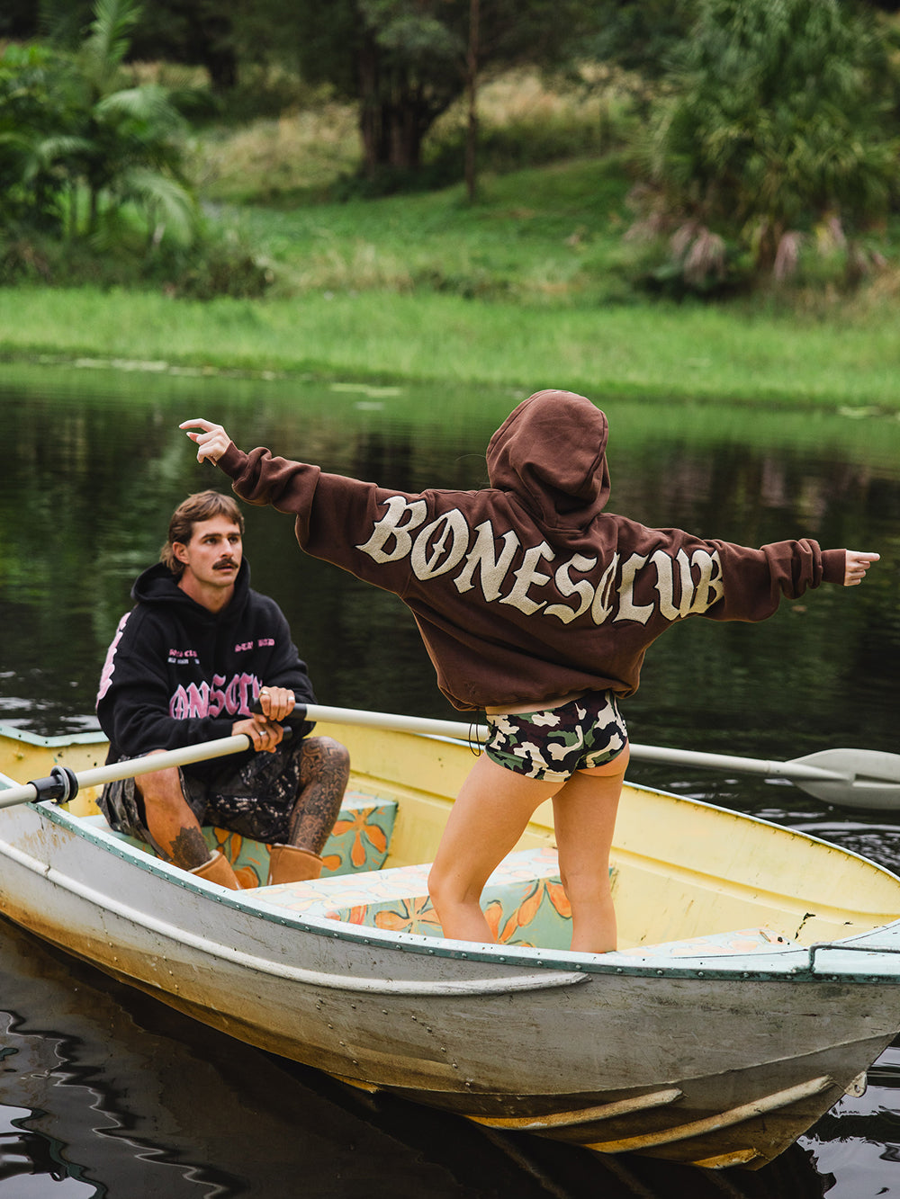 Bones Club Hoodie - Brown/Cream