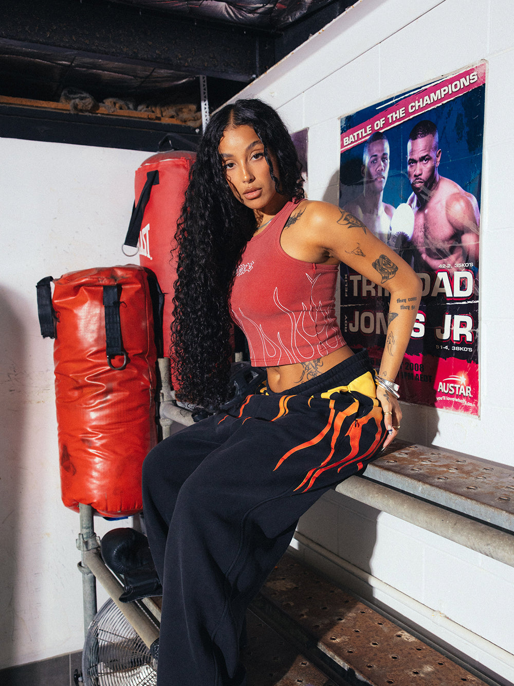 Flamed Rib Crop - Red
