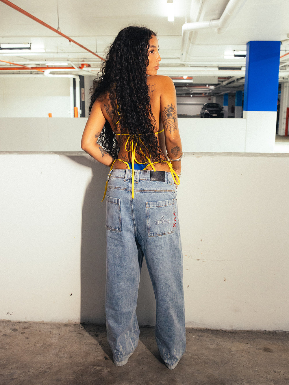 Bones Burner Denim Jeans (Baggy) - Washed Blue