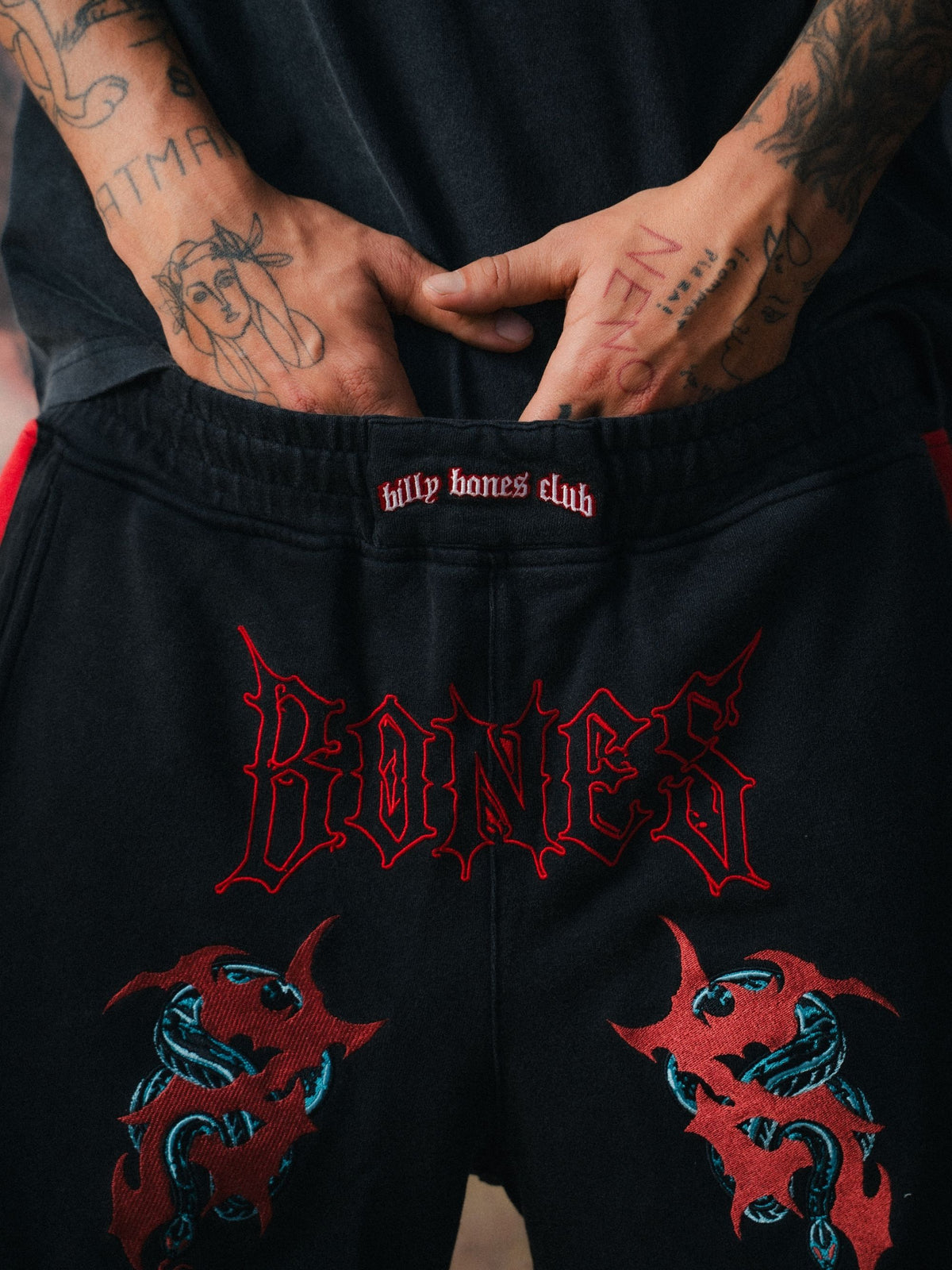 Tribal Snake Shorts - Black/Red