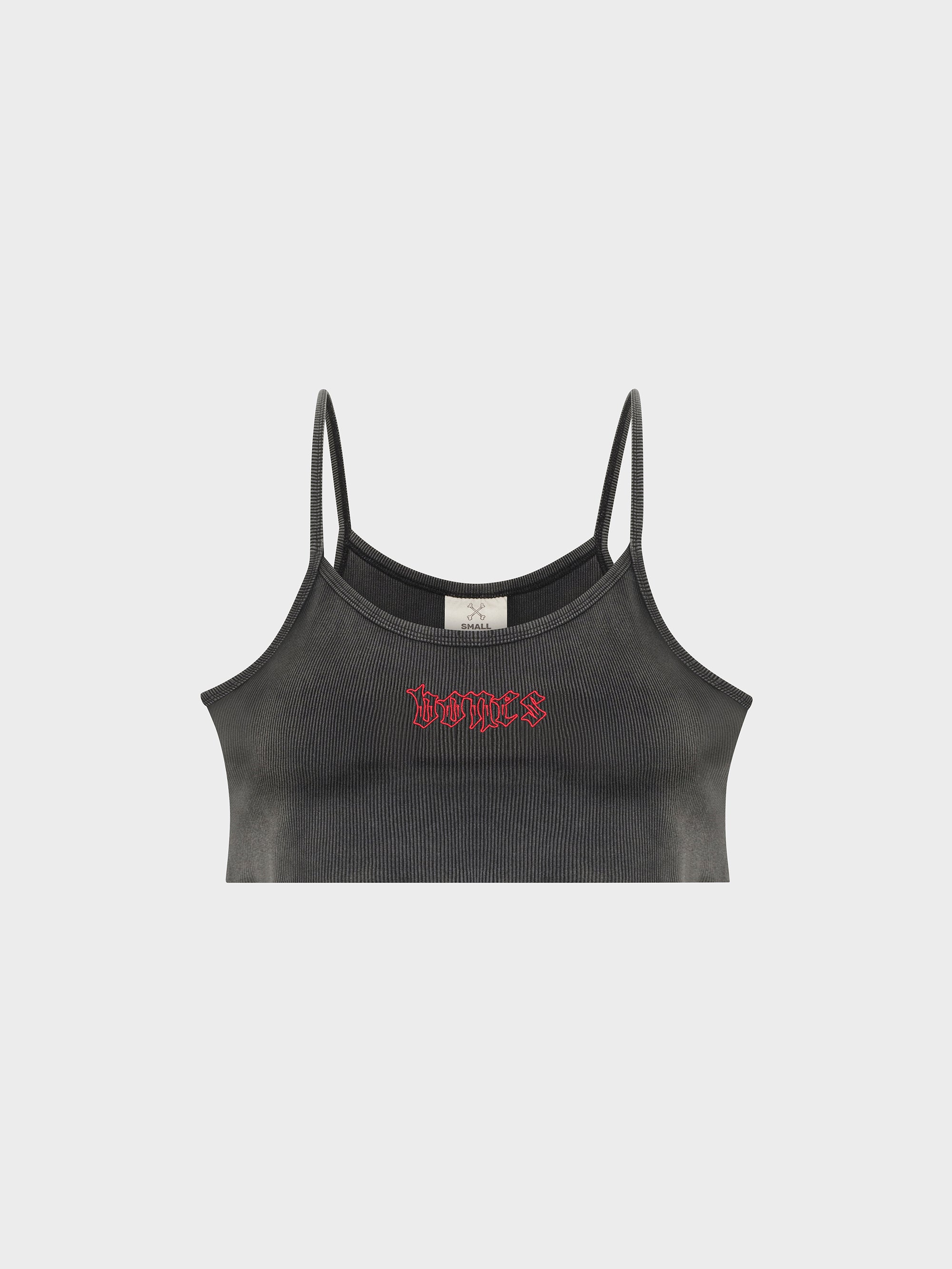 Bones Club Rib Crop - Washed Black