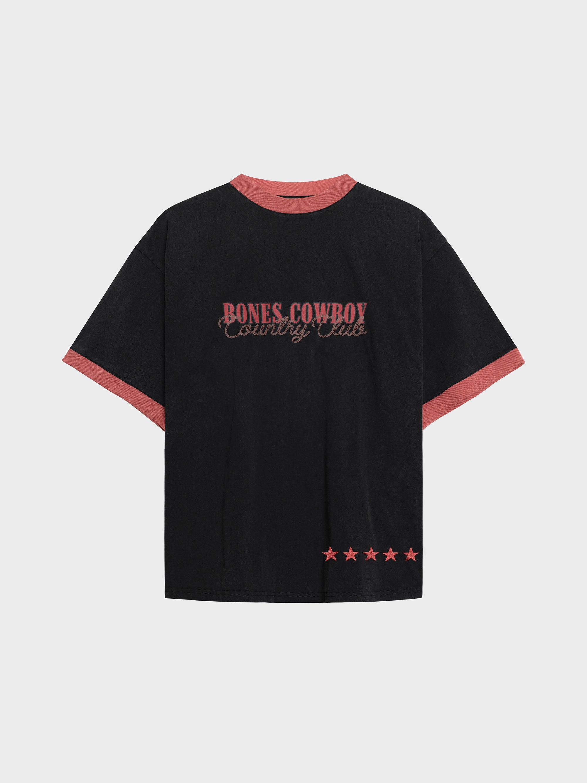 Country Club Ringer Tee - Washed Black