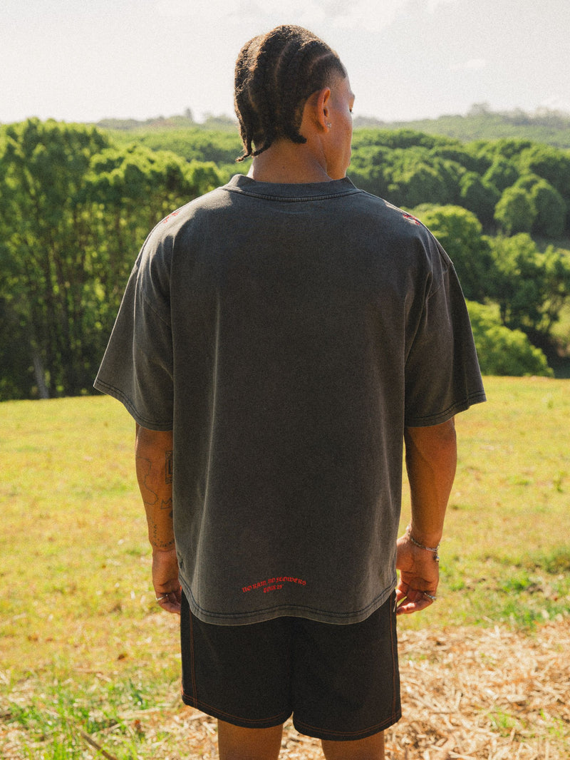 No Rain, No Flowers Tee - Washed Black