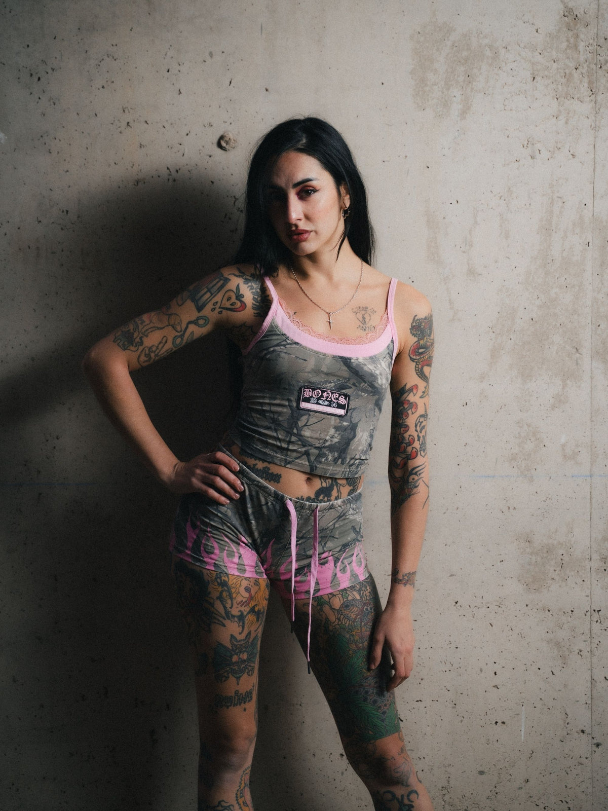 Camo Patch Cami Top - Camo/Pink