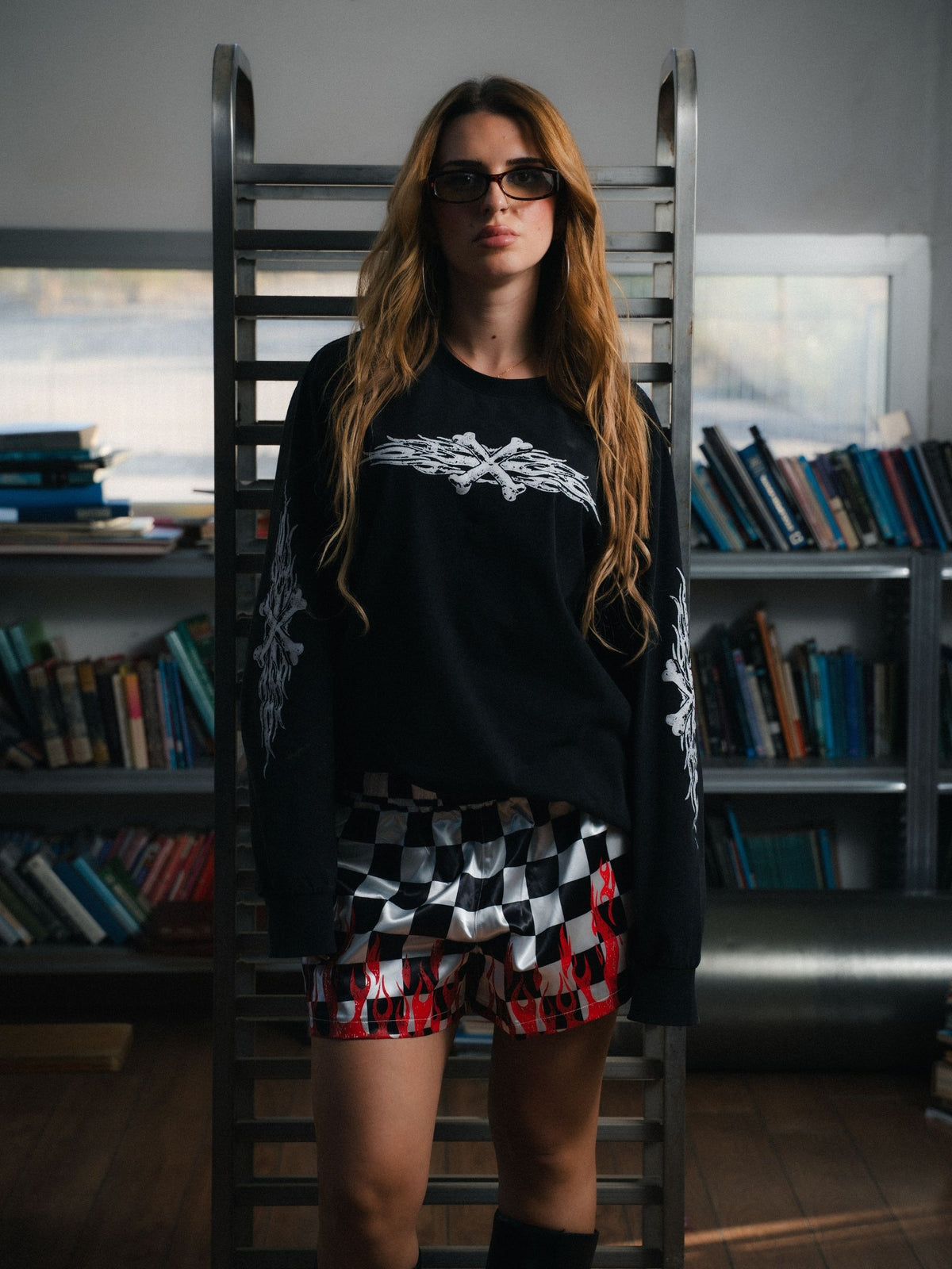 Finish Line Satin Shorts - Check/Red