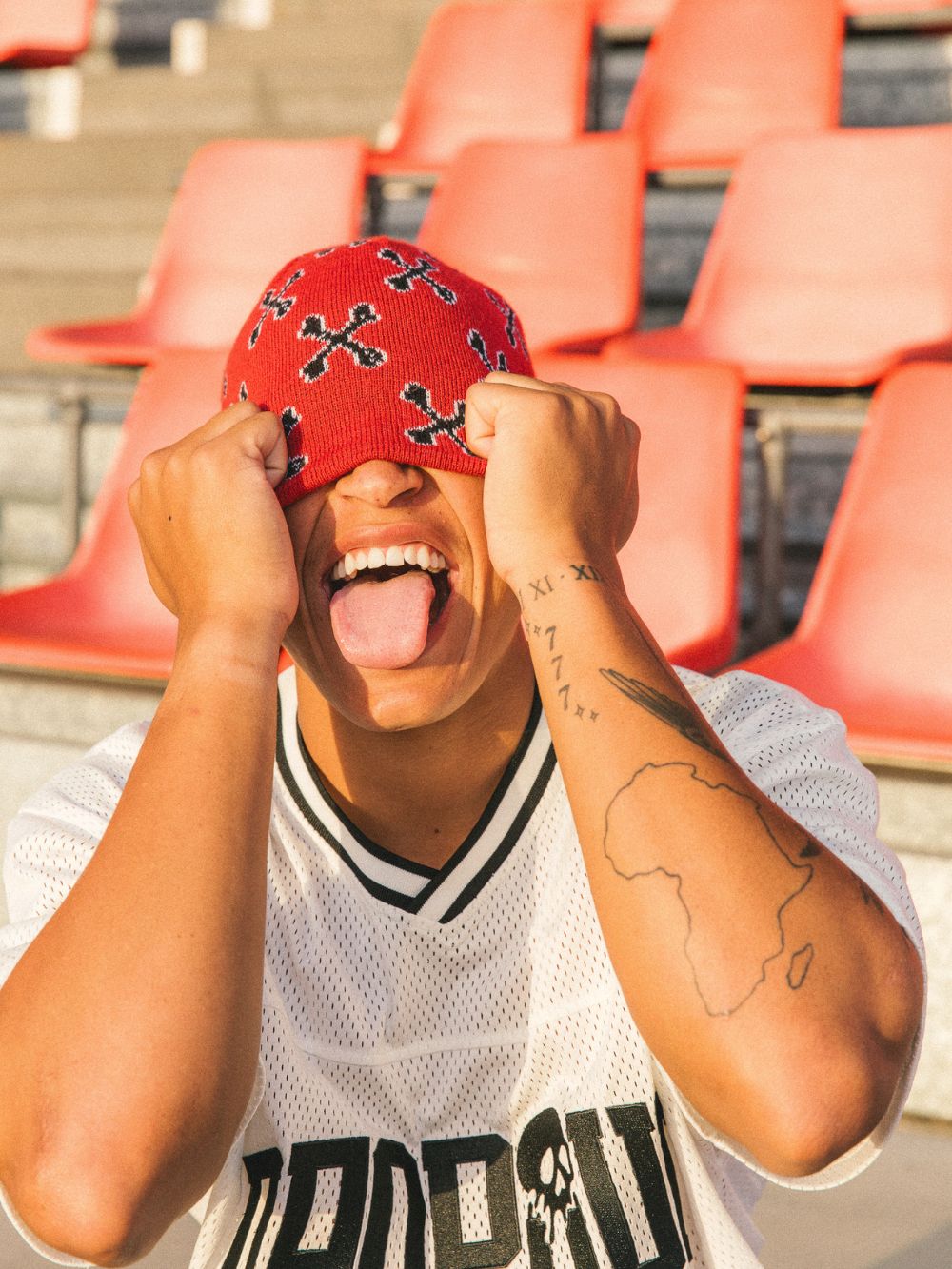 Bones Academy Skull Cap Beanie - Red