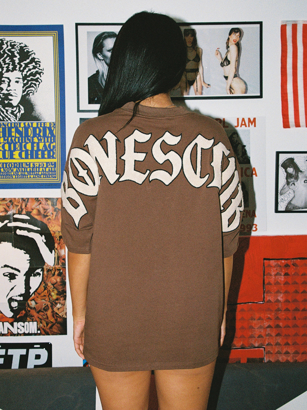 Bones Club Tee - Washed Brown/Cream