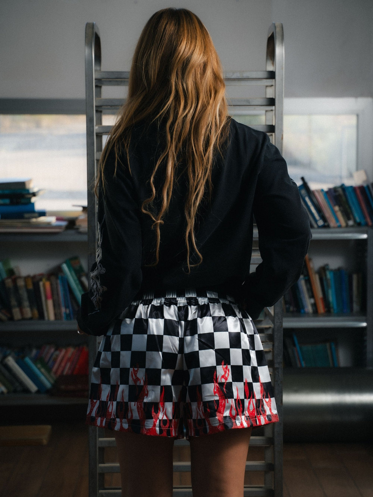 Finish Line Satin Shorts - Check/Red