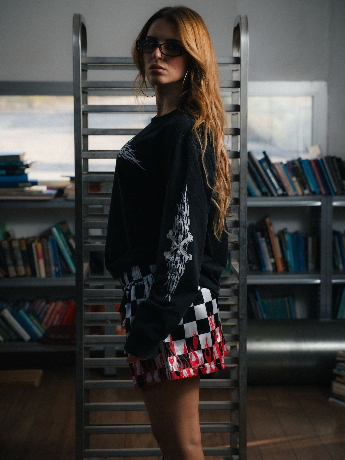 Finish Line Satin Shorts - Check/Red