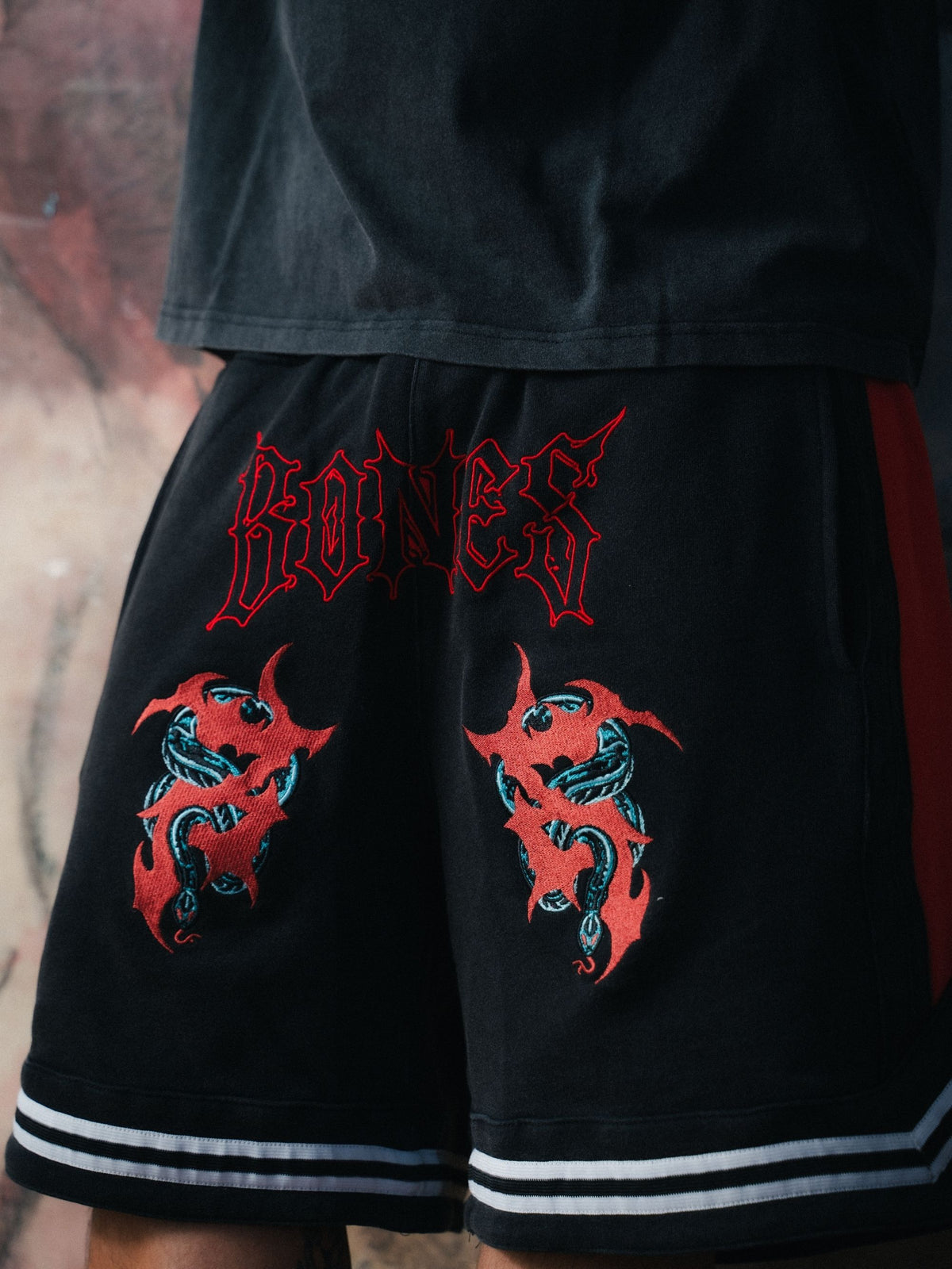 Tribal Snake Shorts - Black/Red