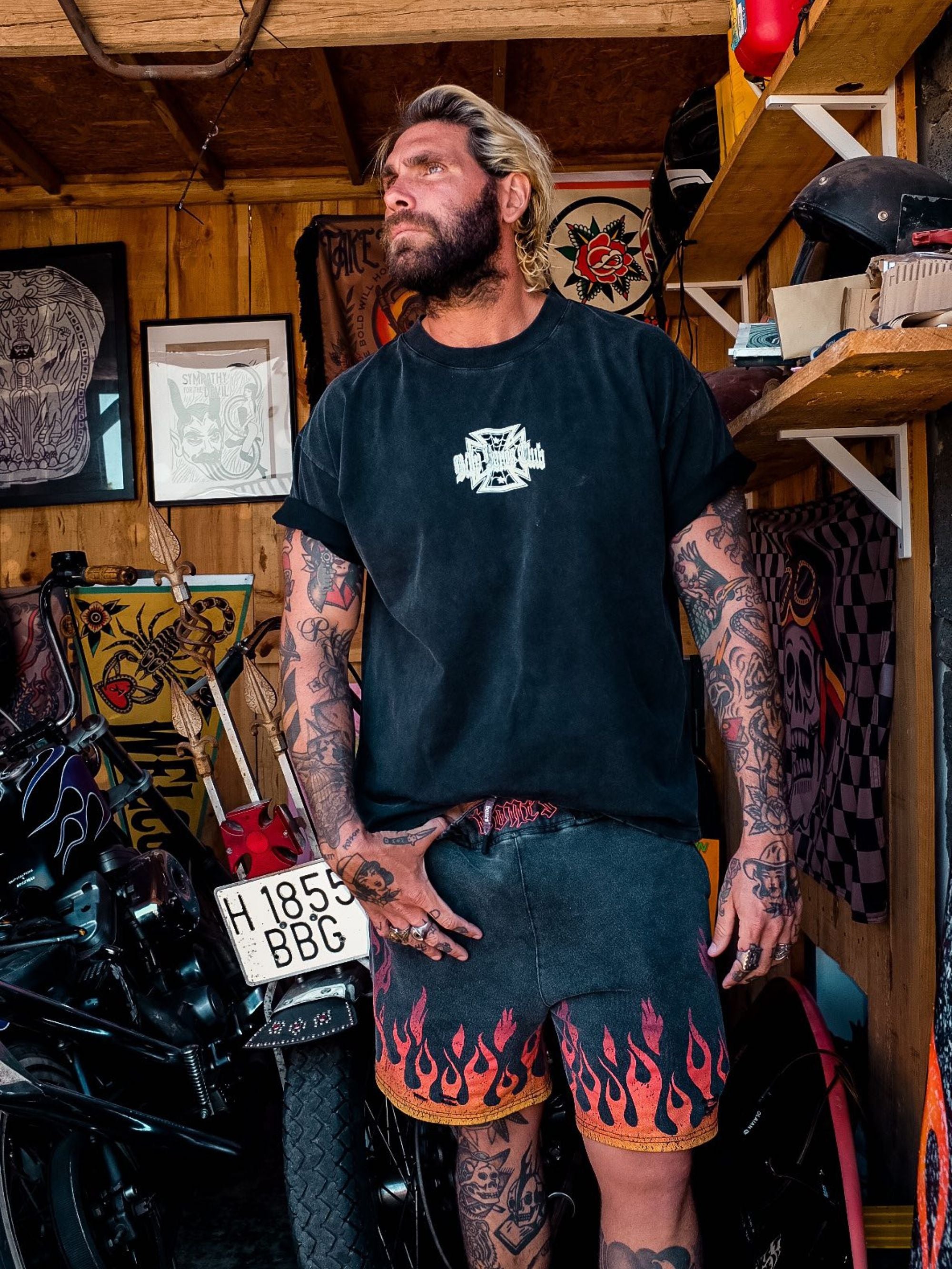 Burner Jersey Shorts - Flame/Washed Black