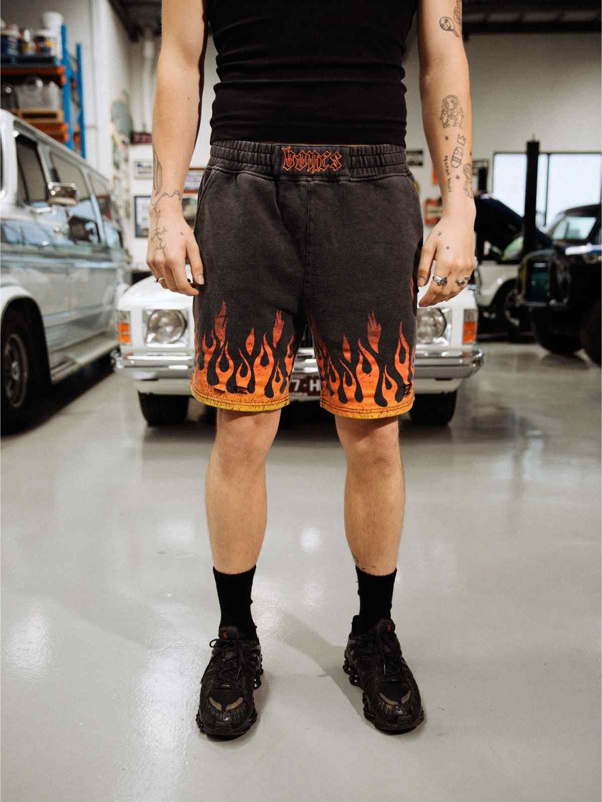 Burner Jersey Shorts - Flame/Washed Black