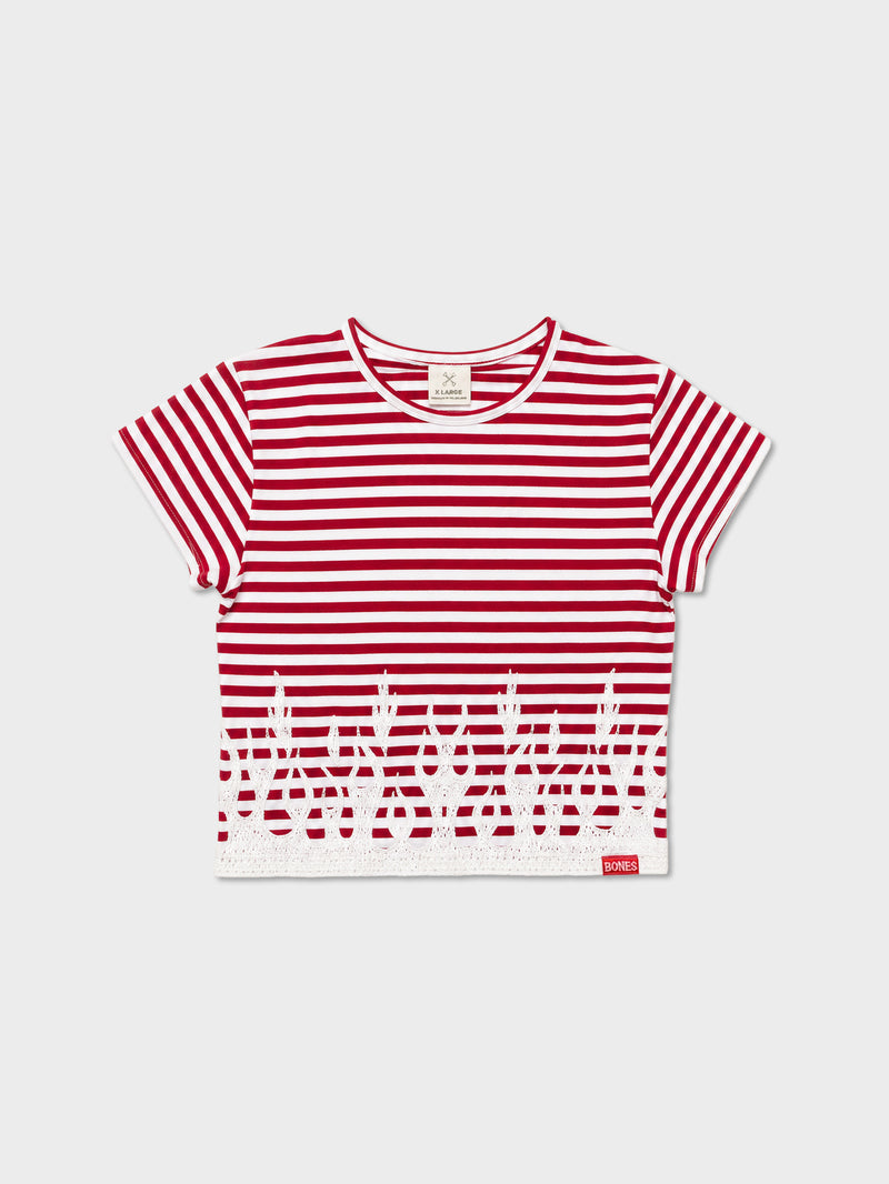 Striped Burner Baby Tee - Red