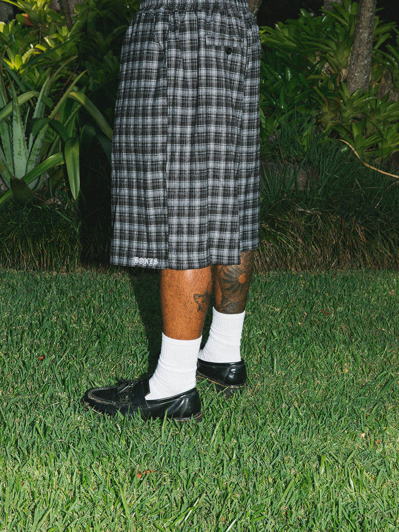 Bones Plaid Shorts - Black/White