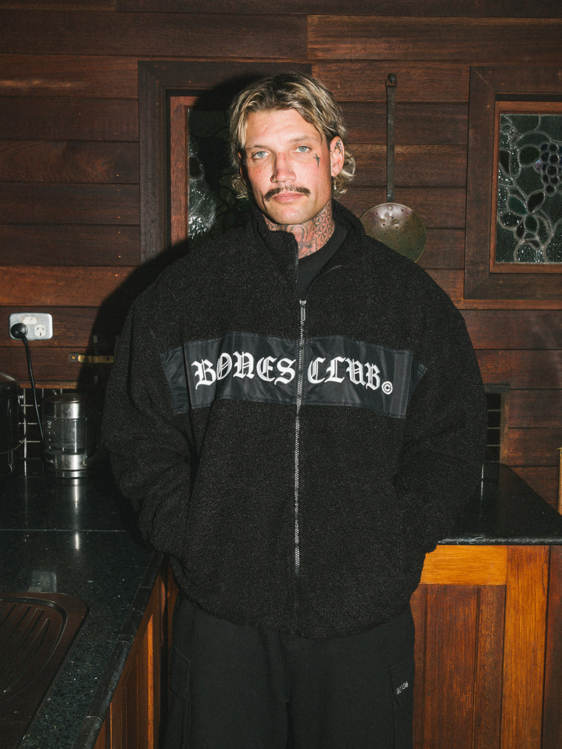 Bones Club Zip Sherpa - Black