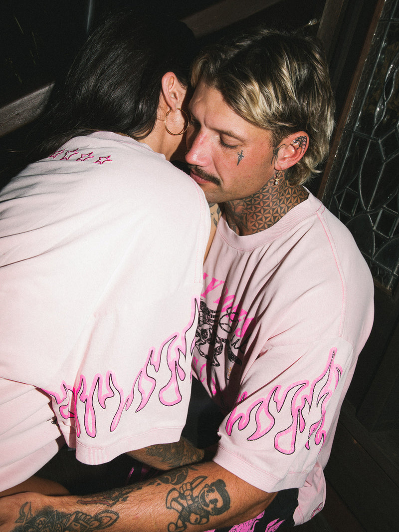 Flamed Rider Tee - Washed Pink