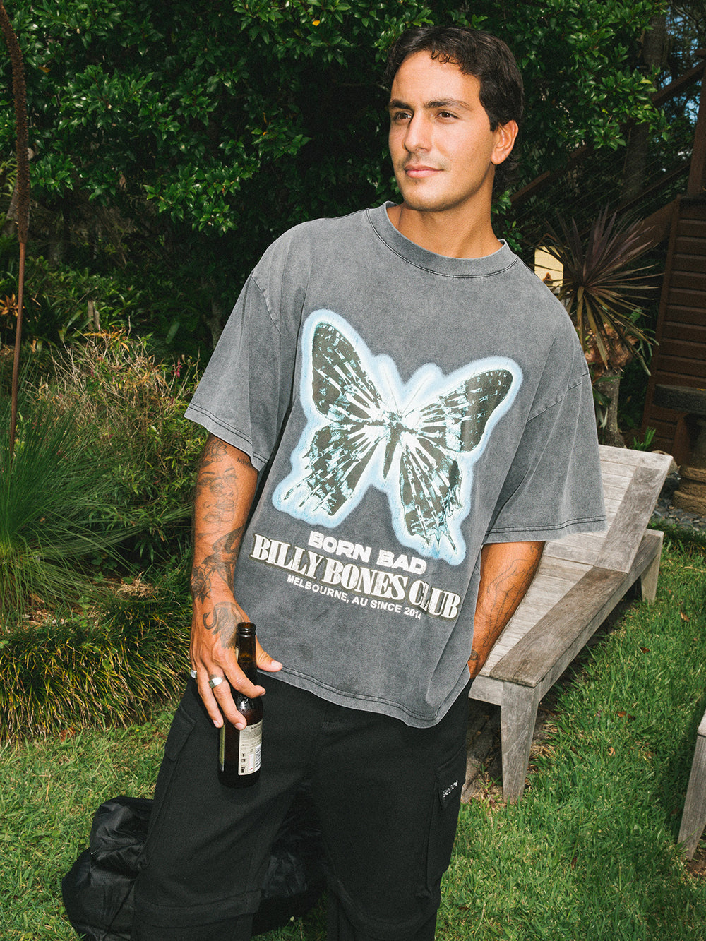 Born Bad Box Tee - Washed Black