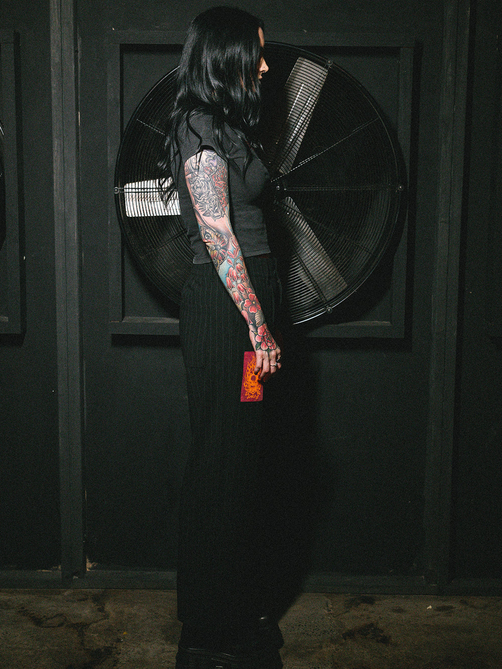 Rocker Pinstriped Pants - Black