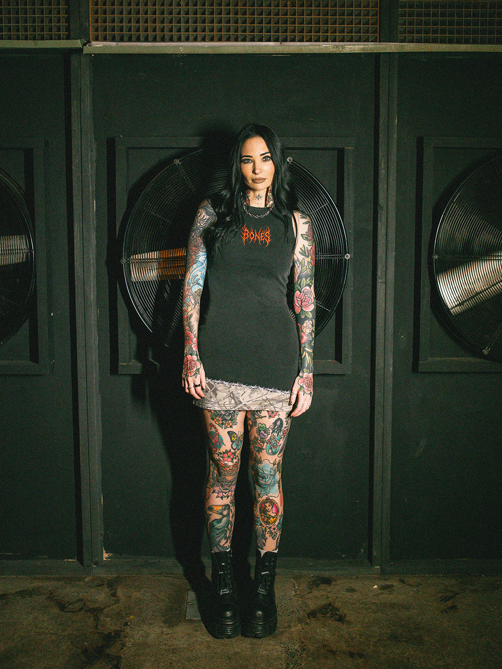 Thorned Camo Dress - Washed Black