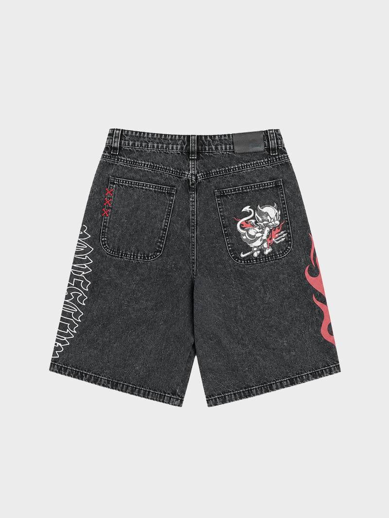 Bones Club Denim Jorts - Washed Black