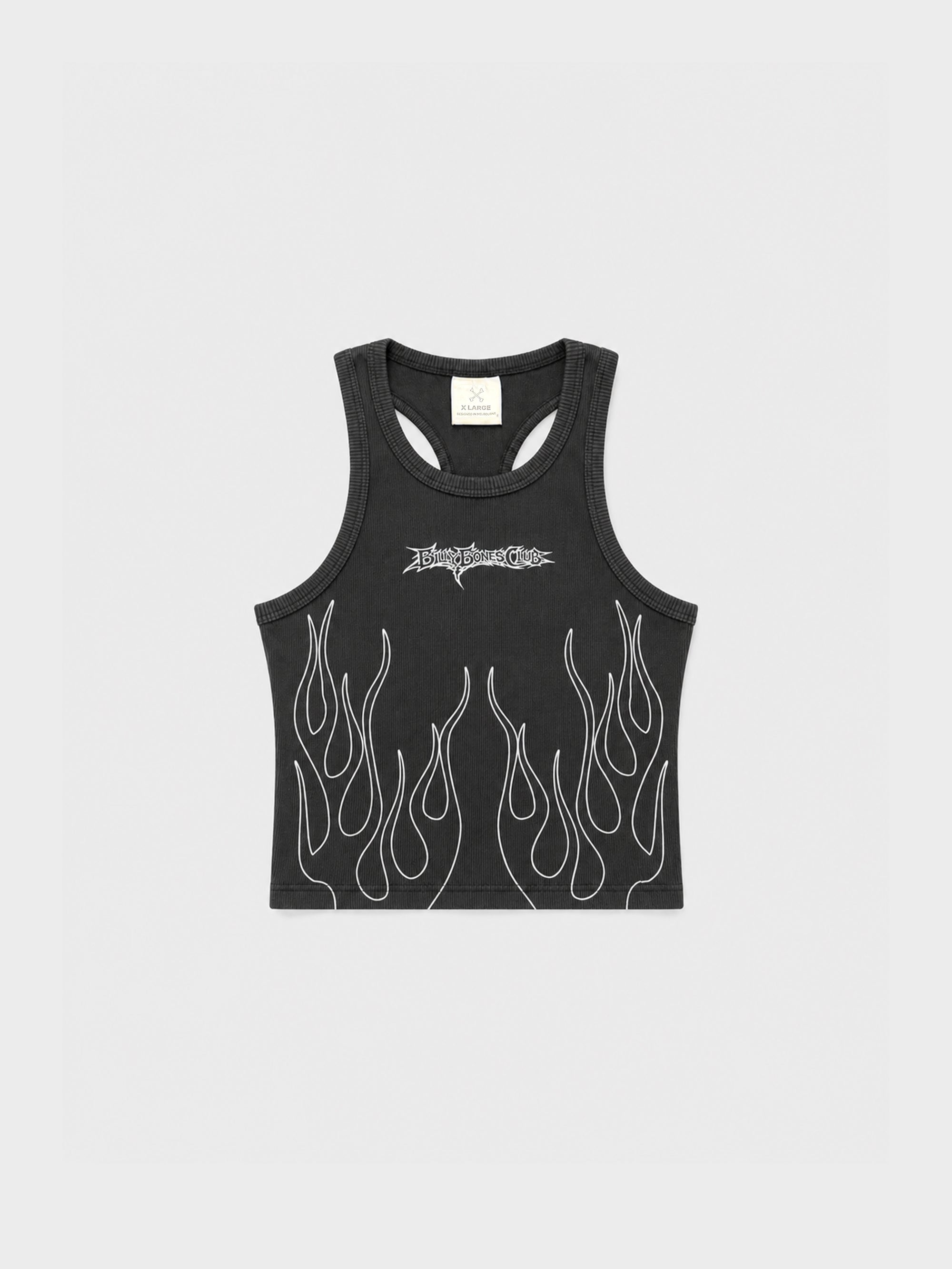 Flamed Rib Crop - Black