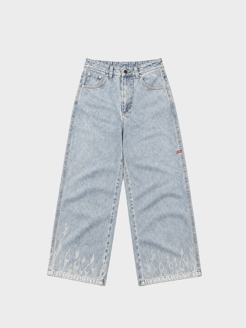 Bones Burner Denim Jeans (Baggy) - Washed Blue