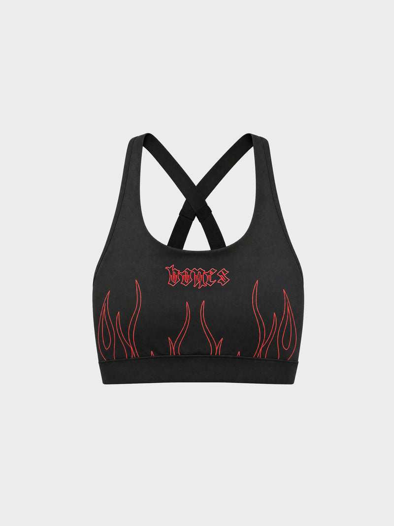 Flamed Sports Bra - Black/Red