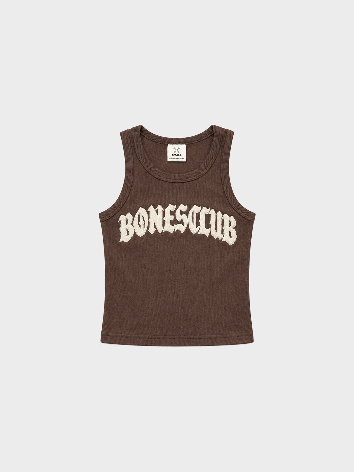 Bones Club Ribbed Crop - Washed Brown