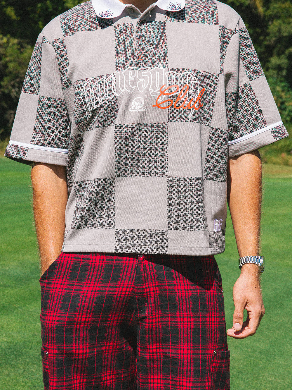 Swingers Check Polo - Grey