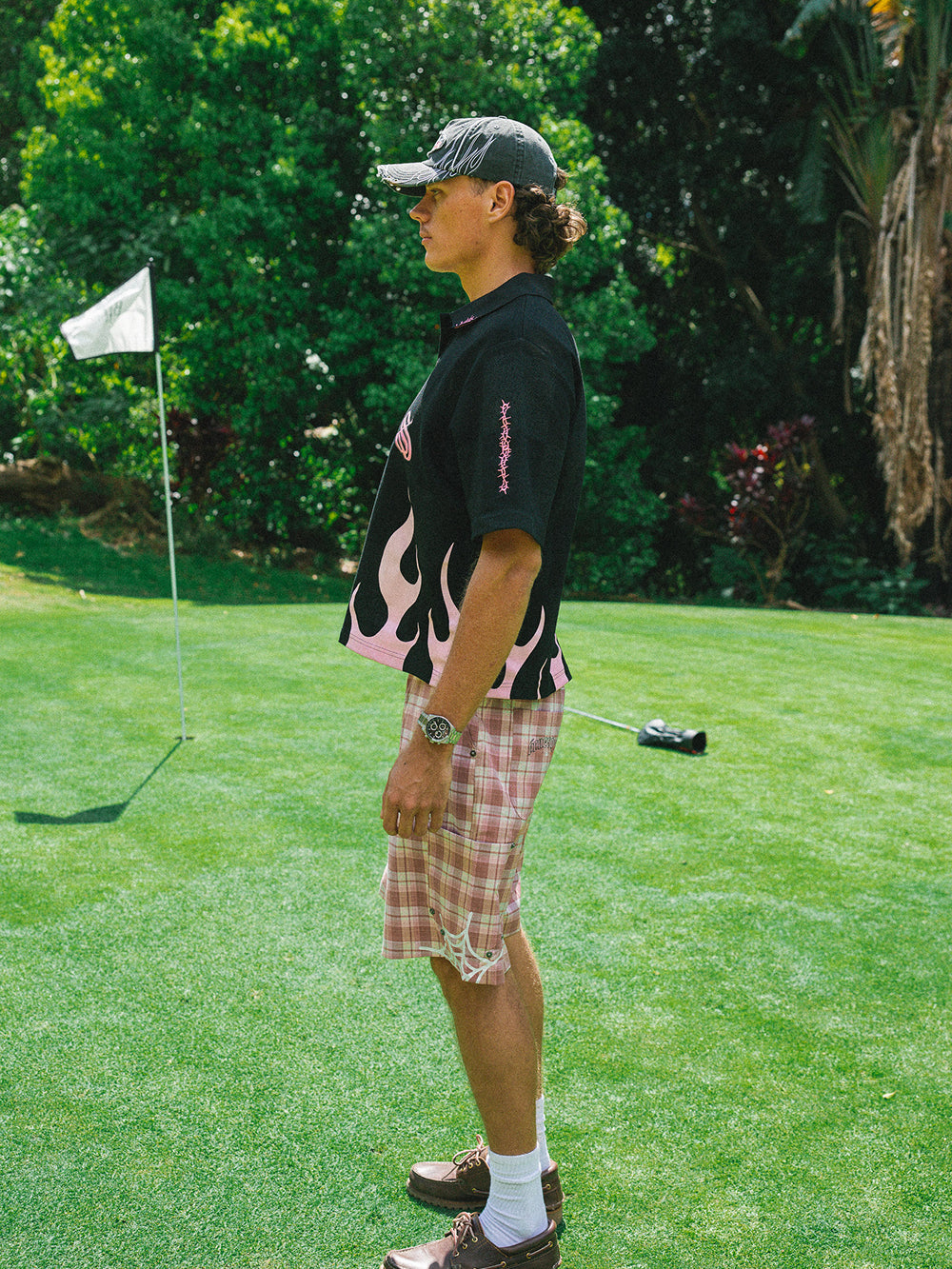 Flamed Swinger Polo - Black/Pink