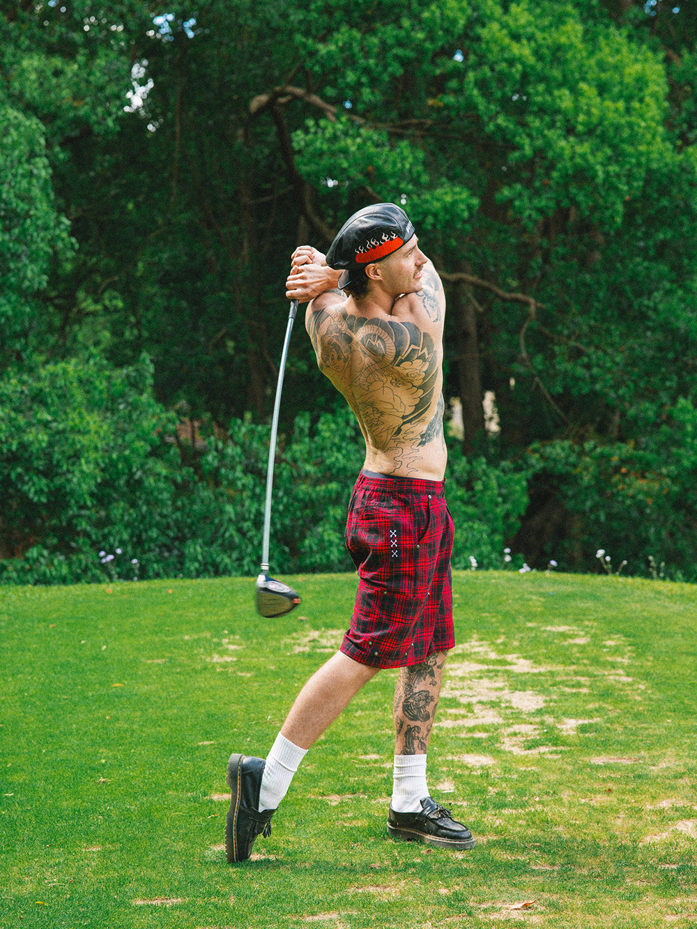 Swingers Plaid Shorts - Black/Red