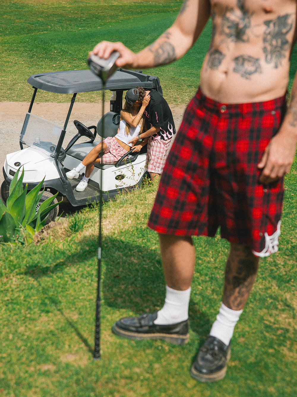 Swingers Plaid Shorts - Black/Red
