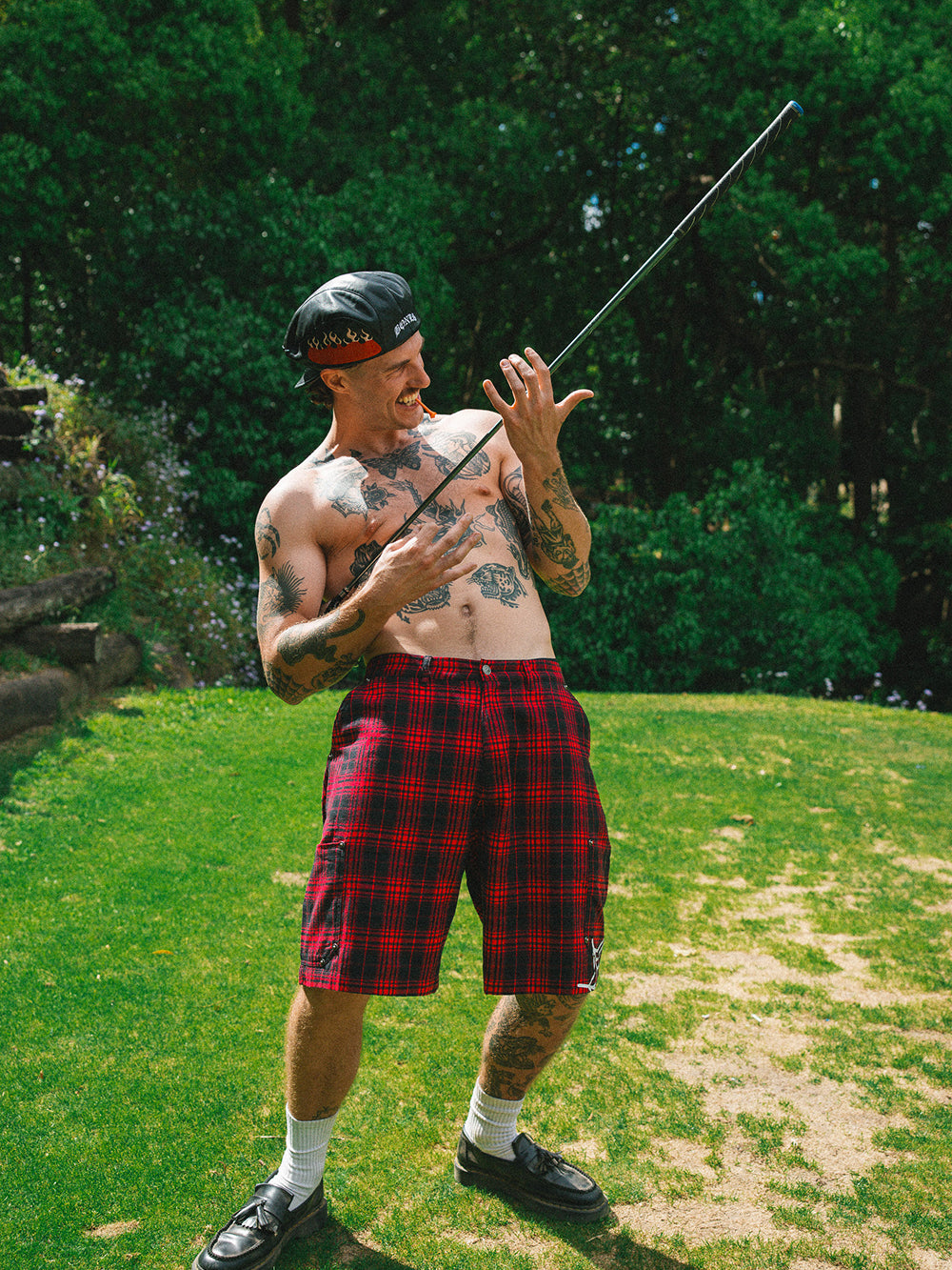 Swingers Plaid Shorts - Black/Red